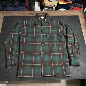 Vintage The Scotch House Shirt 1940s Flap Pocket 50s Wool Plaid Flannel London